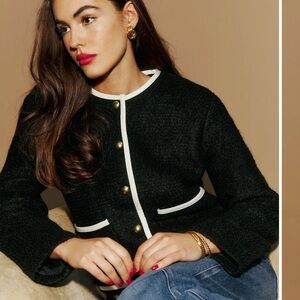 Reformation Dale Cropped Jacket Black - Size XS